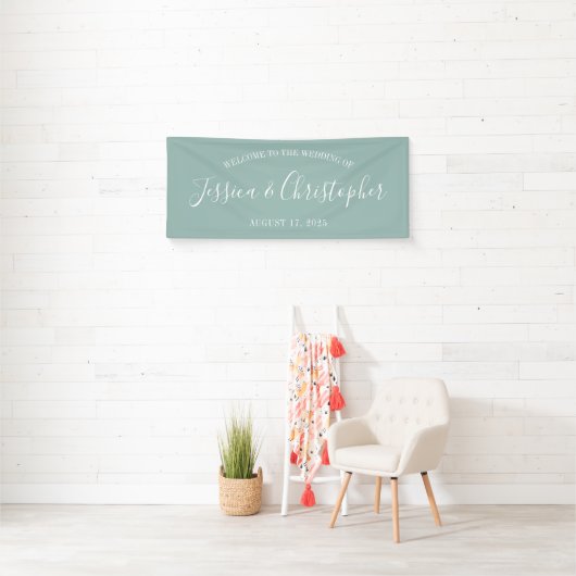 Herfst Eucalyptus Solid Custom Bruiloft Banner (Insitu)