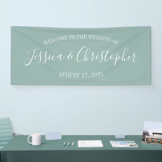 Herfst Eucalyptus Solid Custom Bruiloft Banner (Beurs)