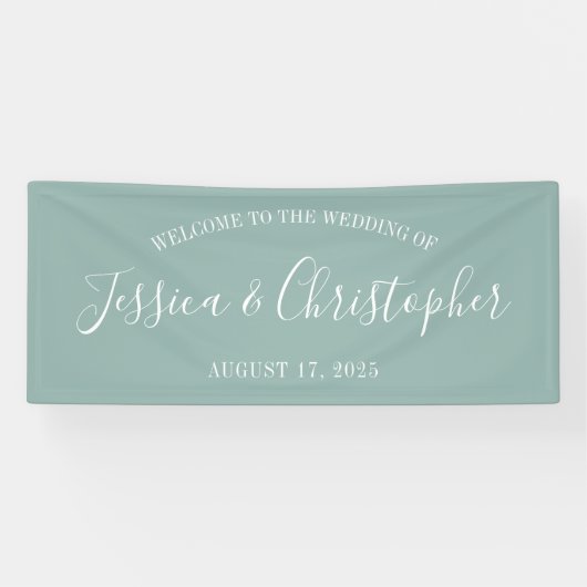 Herfst Eucalyptus Solid Custom Bruiloft Banner (Horizontaal)
