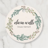 Herfst Evergreen Wreath Signature Script Clothing Bedankjes Labels (Achterkant)