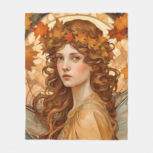 Herfst Fairy - Art Nouveau Fleece Deken (Voorkant)
