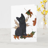 Herfst Fairy Cat Kaart (Gele Bloem)