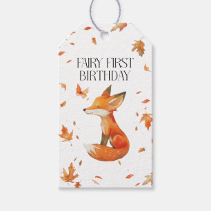 Herfst Fairy Eerste Verjaardag Dank u met een vos Cadeaulabel