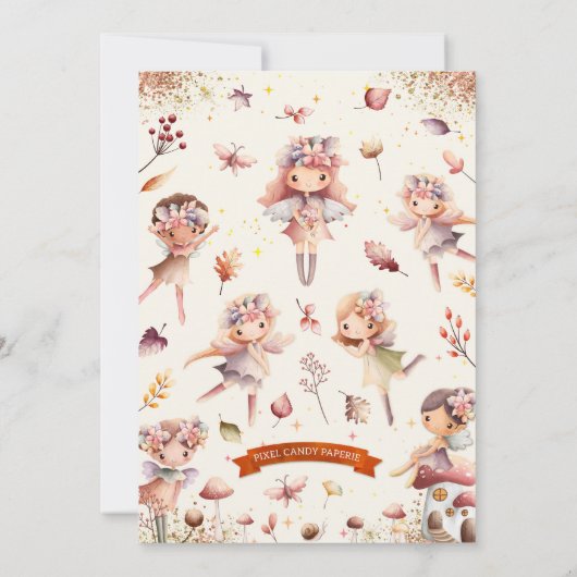 Herfst Fairy Eerste Verjaardagsuitnodiging - BK161 Kaart (Achterkant)