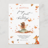 Herfst Fairy en Fox Eerste Verjaardagsuitnodiging Briefkaart (Voorkant)