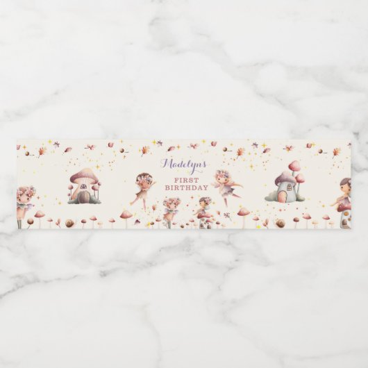 Herfst Fairy Meisje Verjaardag Waterfles Labels Waterfles Etiket (Enkel label)