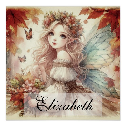  Herfst Fairy met herfstbladeren Perfect Poster (Voorkant)