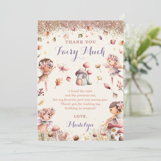 Herfst Fairy Verjaardag Dank u kaart (Staand voorkant)