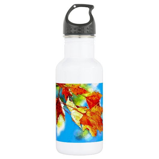 Herfst Falling Leaves Waterfles (Voorkant)