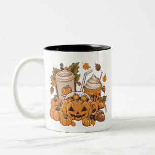 Herfst Familie Halloween Thanksgiving Schattig Her Tweekleurige Koffiemok