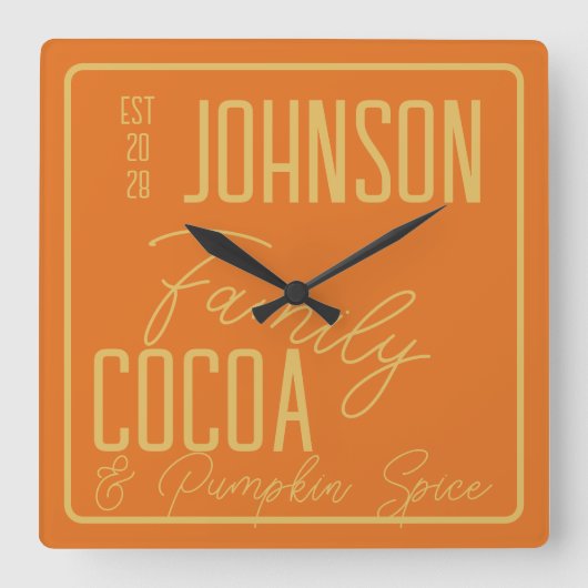 Herfst Familie Keuken Pompoen Ruimte Vierkante Klok (Voorkant)