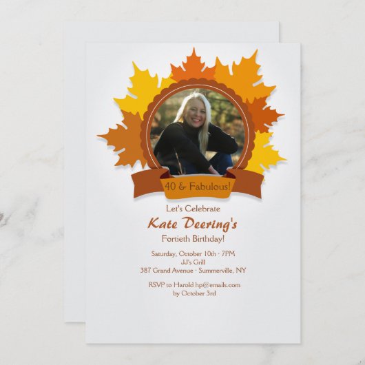 Herfst Fancy Fotouitnodiging Kaart (Voorkant / Achterkant)