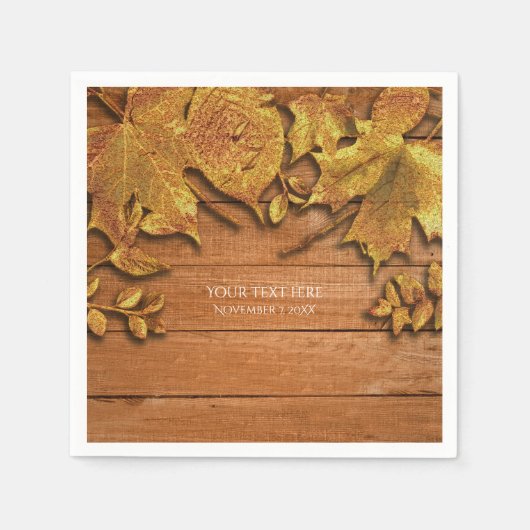 Herfst Faux Gold Leaf Art Elegant Autumn Servet (Voorkant)