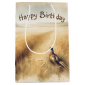 Herfst fazant in tarweveld voor verjaardag medium cadeauzakje (Voorkant)