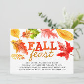 Herfst Feest Waterverf verlaat Thanksgiving Diner Kaart (Staand voorkant)
