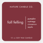 Herfst Felling Candle Label | bourgondisch minimal (Voorkant)