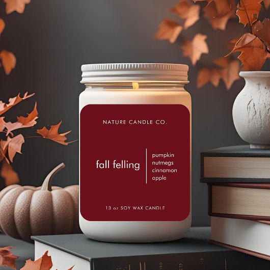 Herfst Felling Candle Label | bourgondisch minimal