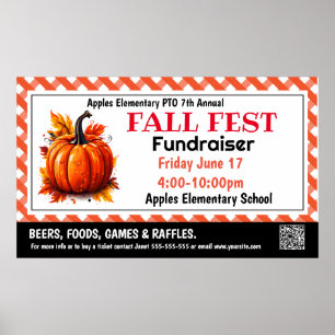Herfst fest Fondsenwerving PTO PTA Kerk Banner Poster