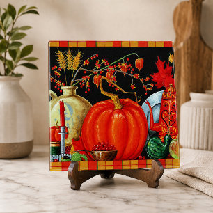 Herfst Festieve Antieke Schildering Pompoen Decora Tegeltje
