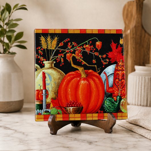 Herfst Festieve Antieke Schildering Pompoen Decora Tegeltje