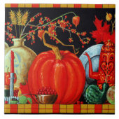 Herfst Festieve Antieke Schildering Pompoen Decora Tegeltje (Voorkant)