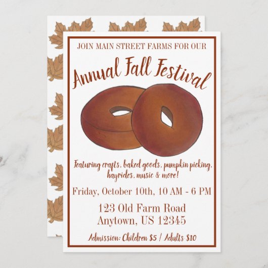 Herfst Festival Apple Cider Donut Maple Leaf Snoep Kaart (Voorkant / Achterkant)