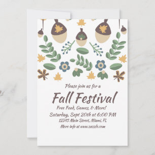 Herfst Festival Bloemstuk Groen Loof Eikels Kaart