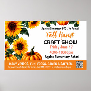 HERFST FESTIVAL CRAFT SHOW PTO PTA Kerkbanner Poster