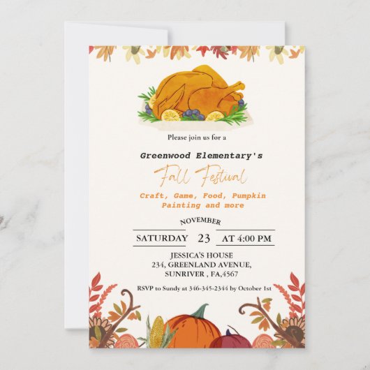 Herfst Festival feest vreugdevuur School Community Kaart (Voorkant)