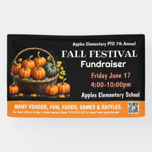 HERFST FESTIVAL Fondsenwerving PTO PTA Kerk Banner (Horizontaal)