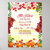 Herfst Festival Herfstbessen Druiven Witte Pompoen Poster (Voorkant)