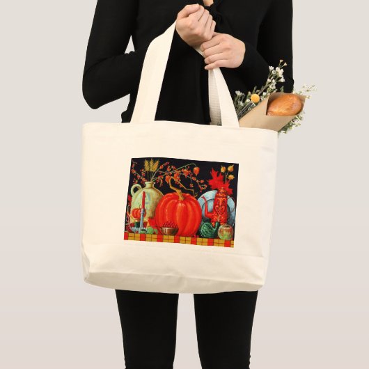 Herfst Festive Table Grote Tote Bag (Voorkant (product))