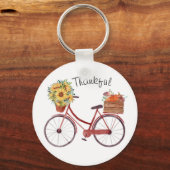 Herfst. fiets met pompoenen, zonnebloemen sleutelhanger (Voorkant)
