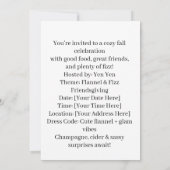 Herfst Flanellen & Fizz Vriendendag Dankfeest Fees Kaart (Achterkant)