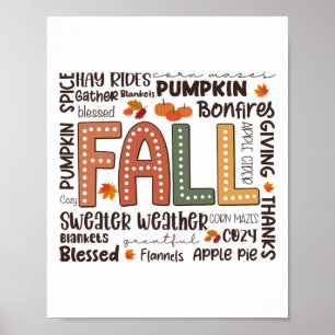 Herfst Flannels Pompoen Seizoen Herfst Vibes Herfs Poster