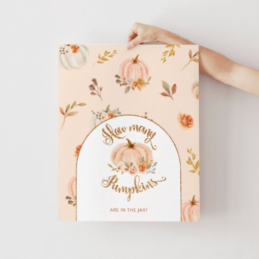 Herfst floraal sinaasappel raden hoeveel pompoenen poster