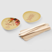 Herfst Floral Aged Gold Wedding Programma Handwaaier (Niet-gemonteerd)