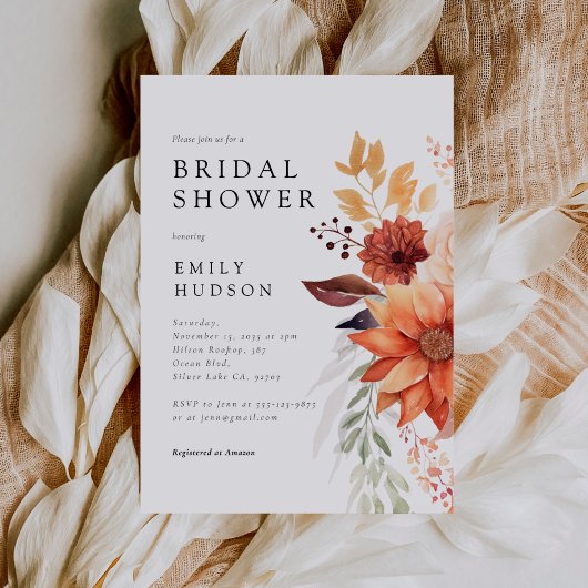 Herfst Floral Boho Bridal Shower Invitation Kaart