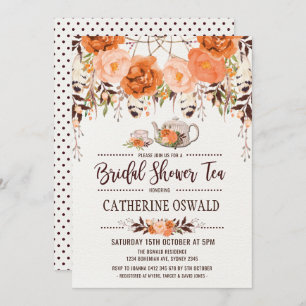 Herfst Floral Boho Bridal Tea Kaart