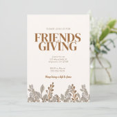 Herfst Floral Boho Friendsgiving Uitnodiging (Staand voorkant)