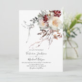 Herfst Floral Boho Rustic Waterverf Wedding Kaart (Staand voorkant)