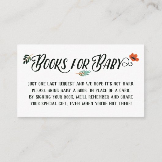 Herfst Floral Books for Baby Informatiekaartje (Voorkant)