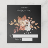 Herfst Floral Bouquet Black Wedding Place Card (Buitenkant ongevouwen)