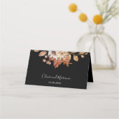 Herfst Floral Bouquet Black Wedding Place Card (Achterkant)