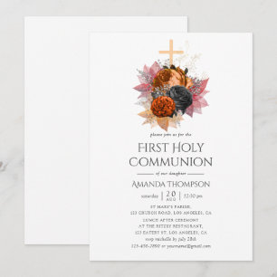 herfst Floral Bouquet Heilige Communie Kaart
