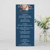 Herfst Floral Bouquet Navy Blue Wedding Menu (Staand voorkant)