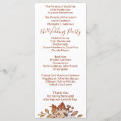 Herfst Floral Bouquet White Wedding Programme Programma (Achterkant)