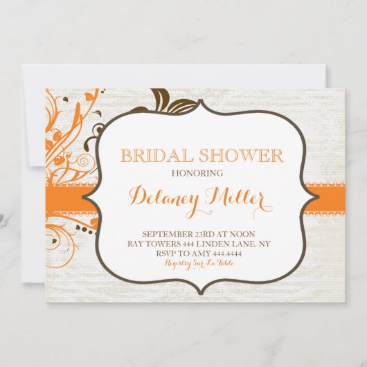 Herfst Floral Bridal Shower Invitations Kaart (Voorkant)
