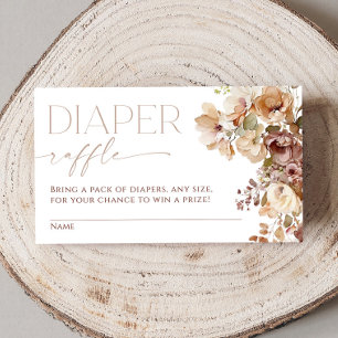 Herfst floral bruin beige boho luier raffle informatiekaartje