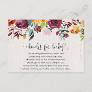 Herfst floral burgundy baby shower informatiekaartje